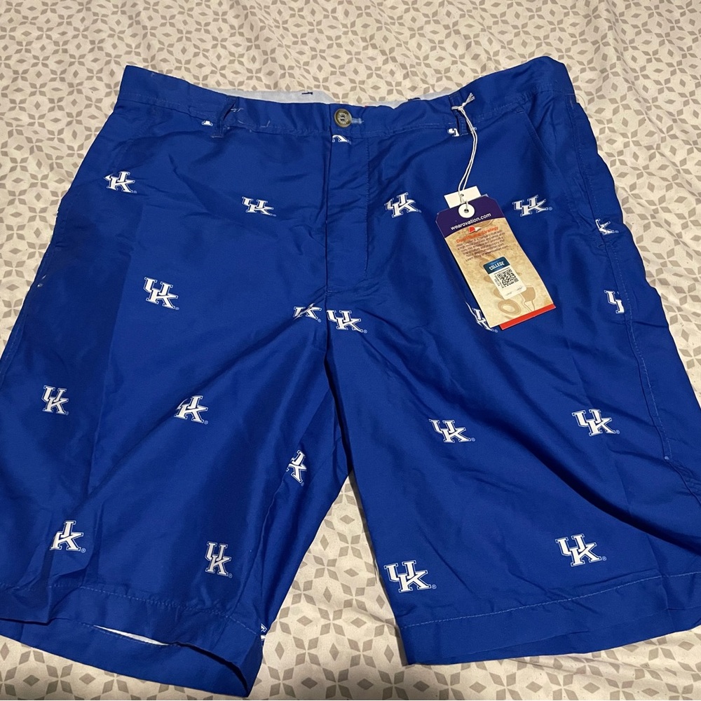 UK Kentucky Wildcats Mens Blue Logo Ovation Shorts Campus Chinos size:38